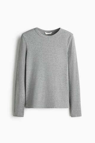 H & M - Ribbed cotton-blend top - Grey | H&M (UK, MY, IN, SG, PH, TW, HK)