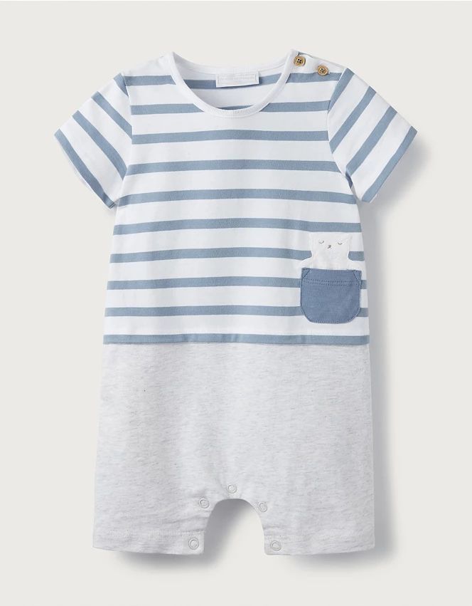 Motif-Pocket Jersey Romper | The White Company (UK)