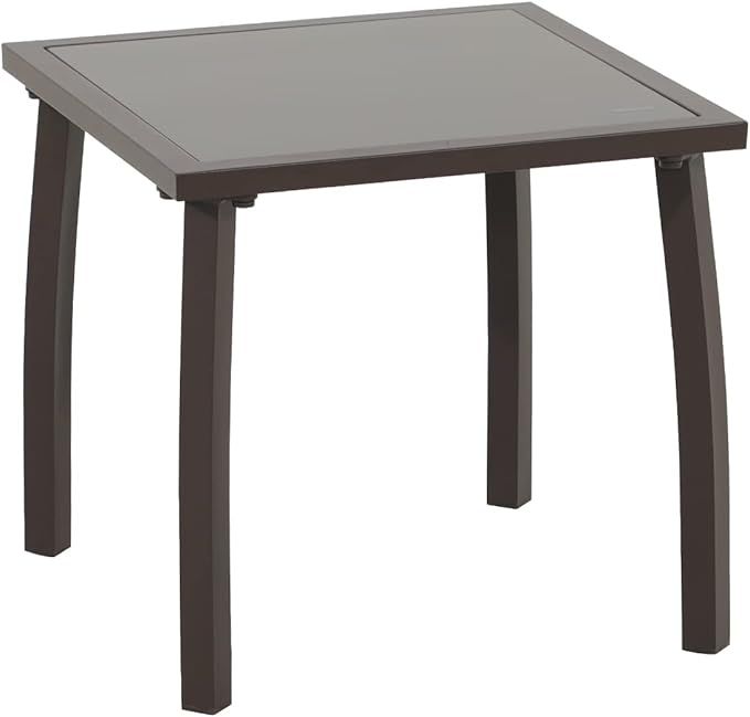 COBANA Outdoor Side Table, Patio Square Aluminum End Table for Garden, Backyard, Balcony, Brown | Amazon (US)