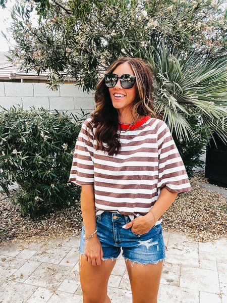 Free people look for less! This striped tee with contrasting color neckline is so cute❤️ wearing size small 

Amazon fashion, casual summer outfit idea, designer dupe, Amazon, casual style 

#LTKFindsUnder50 #LTKSaleAlert #LTKStyleTip