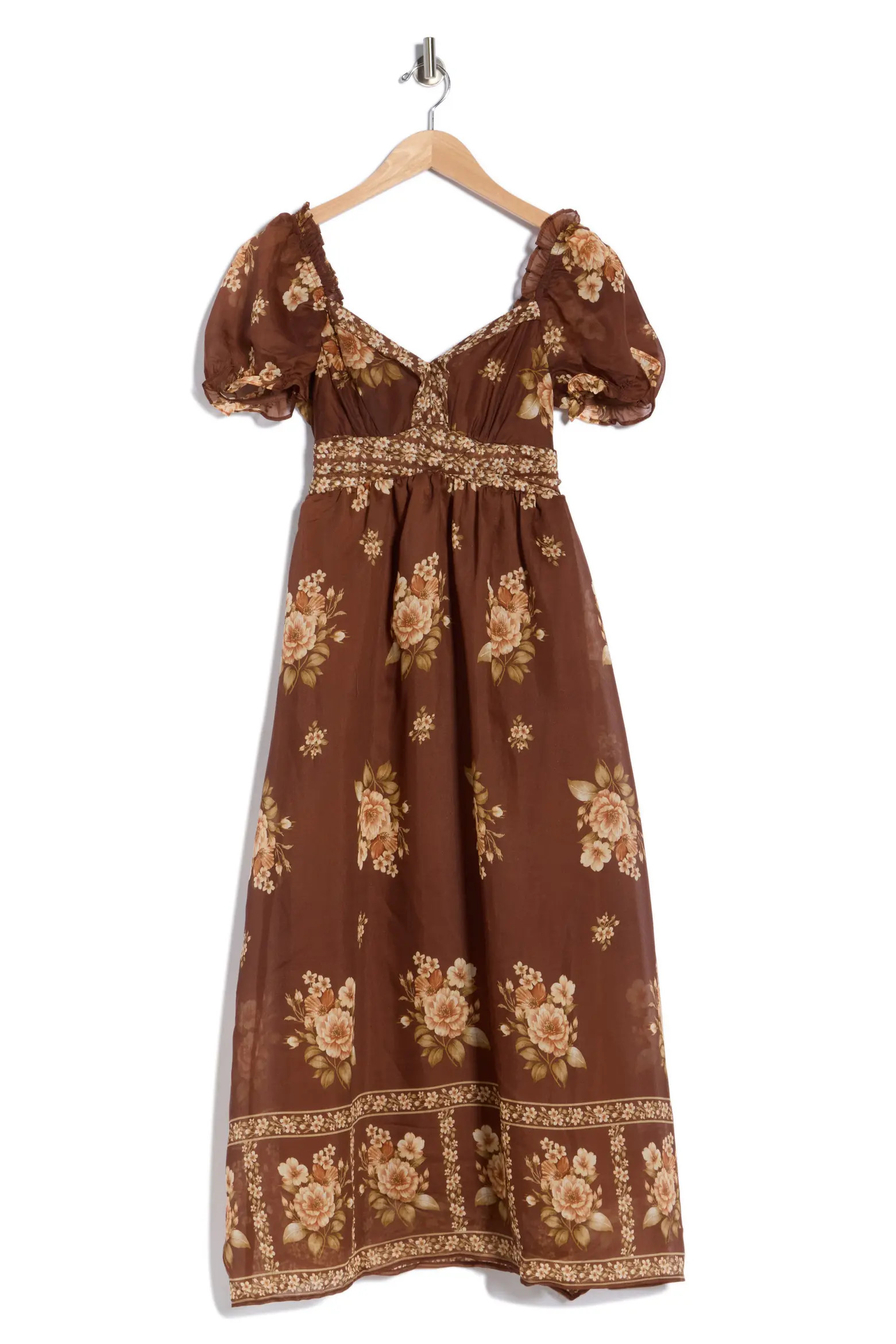Blu Pepper Puff Sleeve Chiffon Midi Dress (Women) | Nordstromrack | Nordstrom Rack