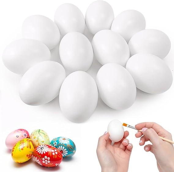 12 Pieces White Wooden Fake Eggs, Wood Eggs for Easter Crafts & DIY Decorations | Amazon (US)
