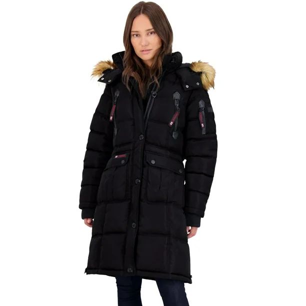 Canada Weather Gear Women's Faux Fur Insulated Long Puffer Coat Black Size M - Walmart.com | Walmart (US)