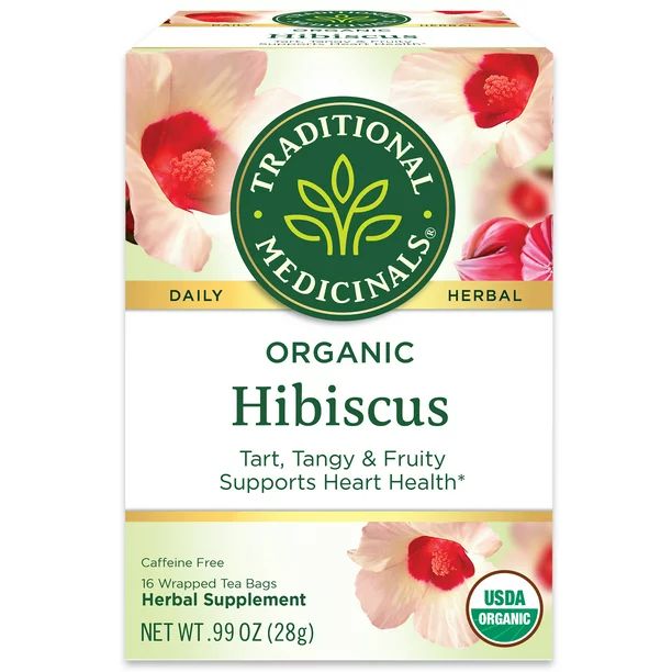 Traditional Medicinals Tea, Organic Hibiscus, Tea Bags, 16 Count | Walmart (US)