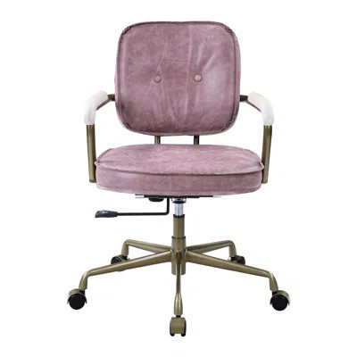 Pink Leather Office Chair - 3" Cushion Thickness, D6.5 Foam Density, 16"-19" Floor , 20" Seat Width, 19" Depth, 19"-22" Height, 26"/29" Armrest 16" Ba | Wayfair North America
