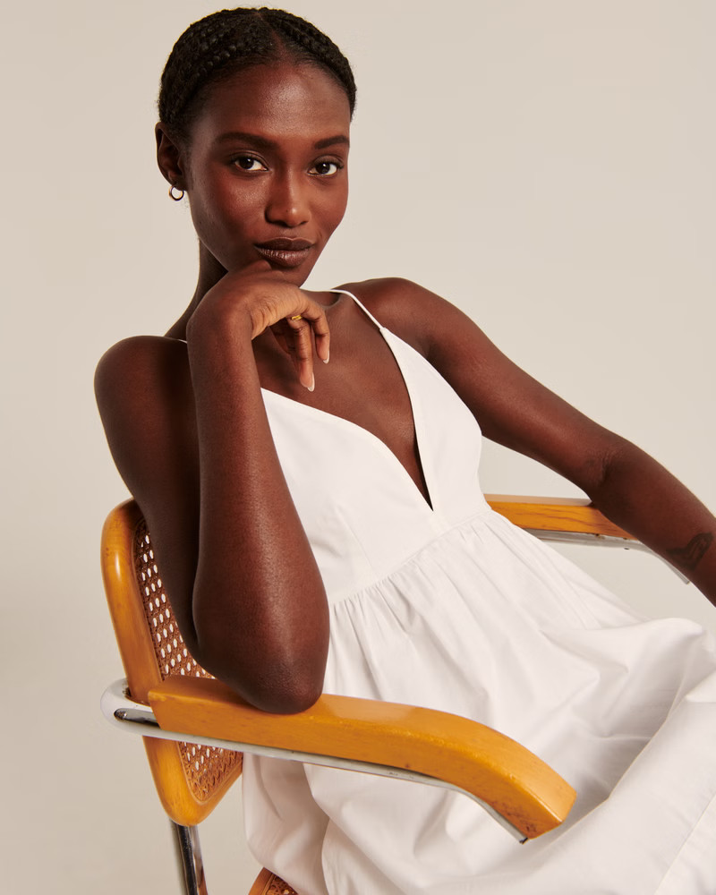 Women's V-Neck Babydoll Mini Dress | Women's New Arrivals | Abercrombie.com | Abercrombie & Fitch (US)