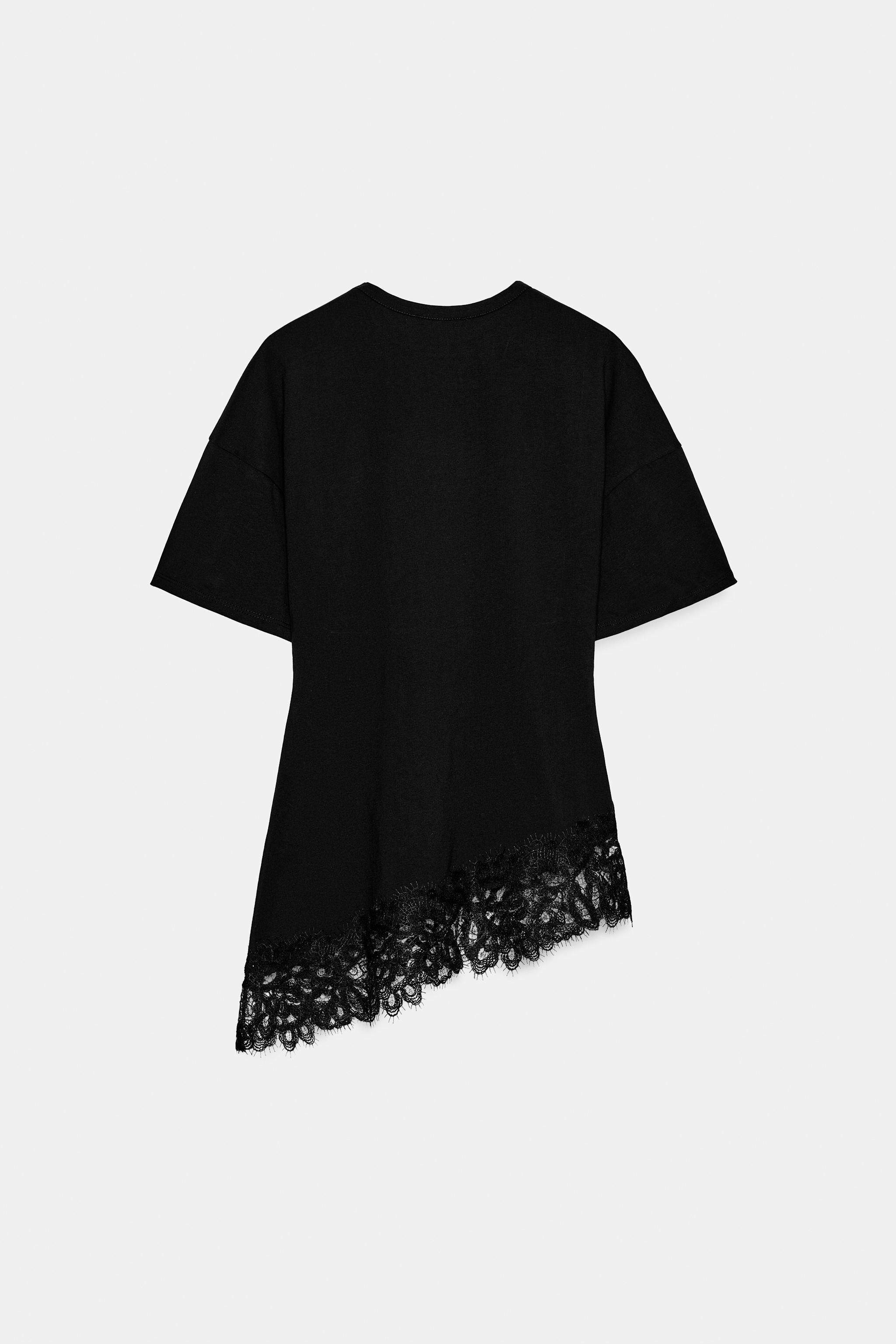 HEAVY COTTON LACE T-SHIRT | Zara UK