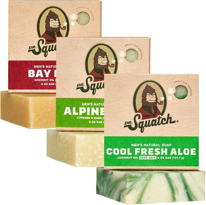 Dr. Squatch All Natural Bar Soap for Men, 3 Bar Variety Pack, Cool Fresh Aloe, Bay Rum, Alpine Sa... | Amazon (CA)