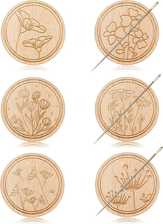 TXIN 6-Piece Magnetic Needle Nanny - Flower Patterned Needle Keepers for Cross Stitch, Embroidery... | Amazon (US)