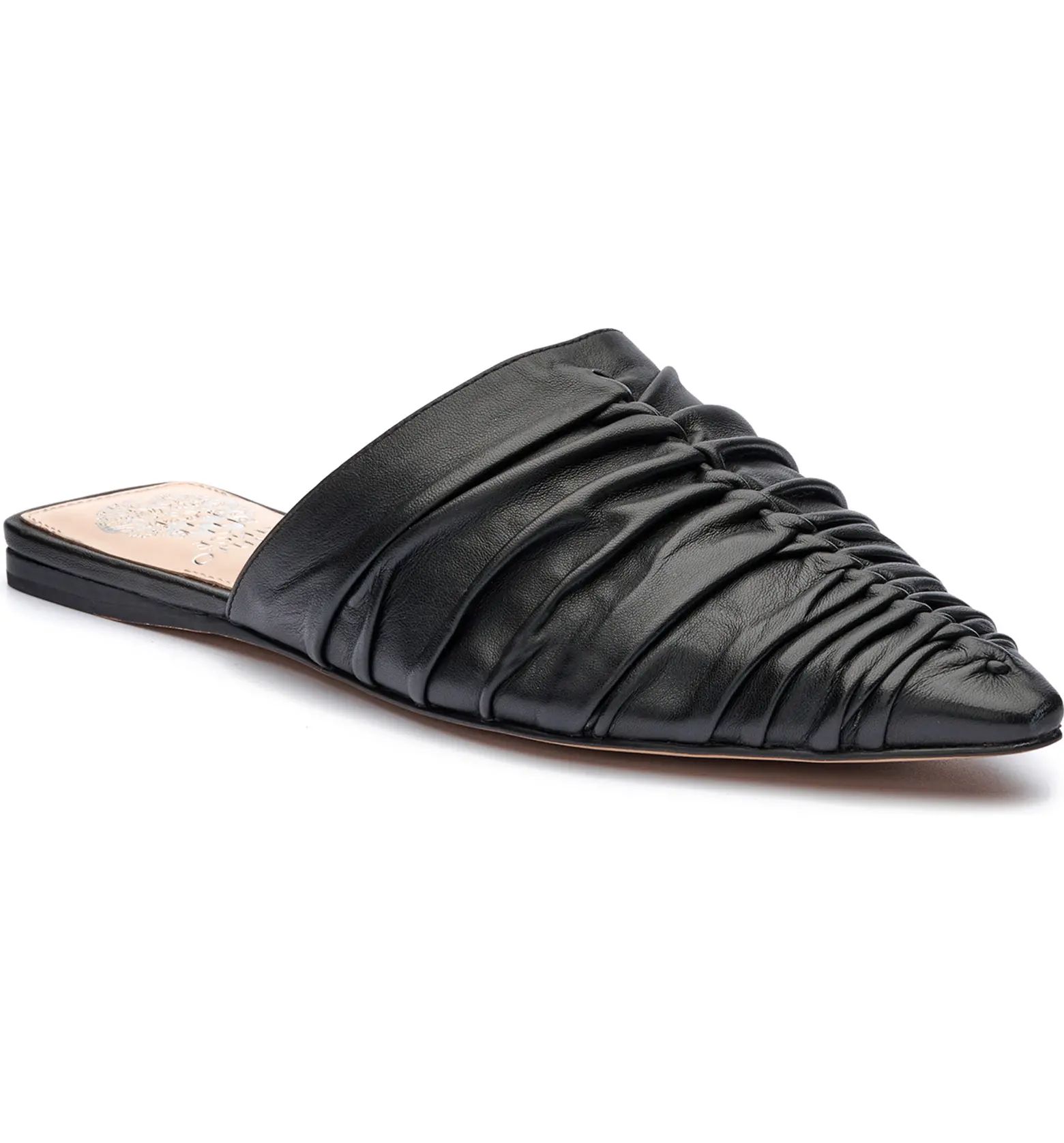 Riteren Ruched Pointed Toe Leather Mule | Nordstrom Rack