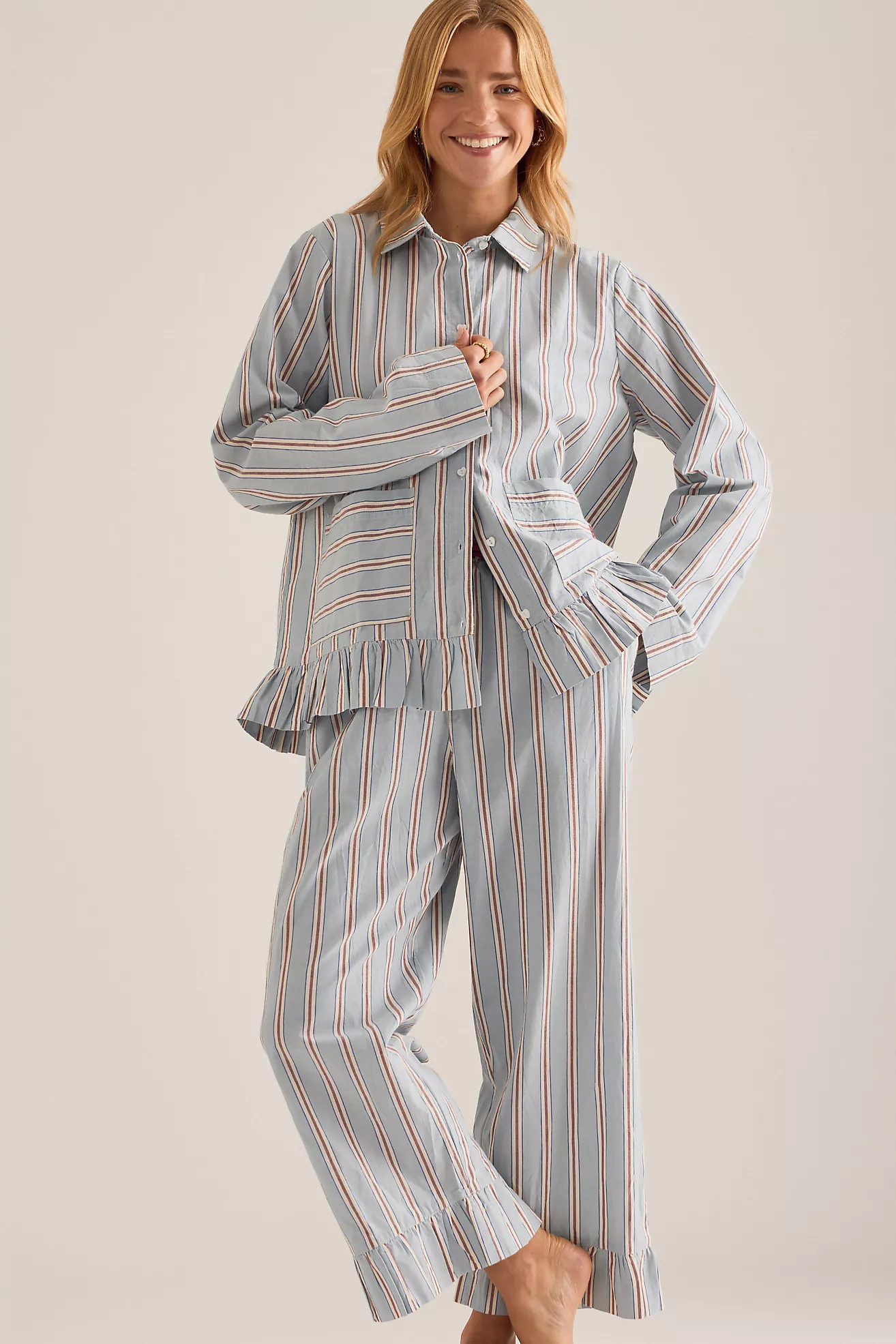 Damson Madder Florie Ruffle Pyjama Set | Anthropologie (UK)