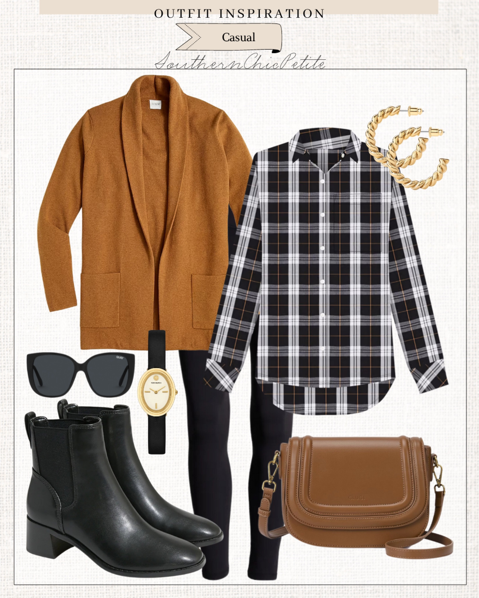 Casual Outfit • Plaid • Flannel • Leggings • Chelsea Boots • Crossbody Purse • Fall Outfit 

#LTKFindsUnder50 #LTKShoeCrush #LTKOver40