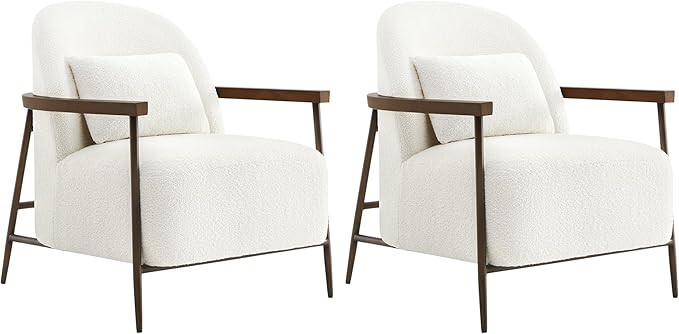 CHITA Accent Chair for Living Room Set of 2, FSC Certified Modern Upholstered Faux Sherpa Fabric ... | Amazon (US)