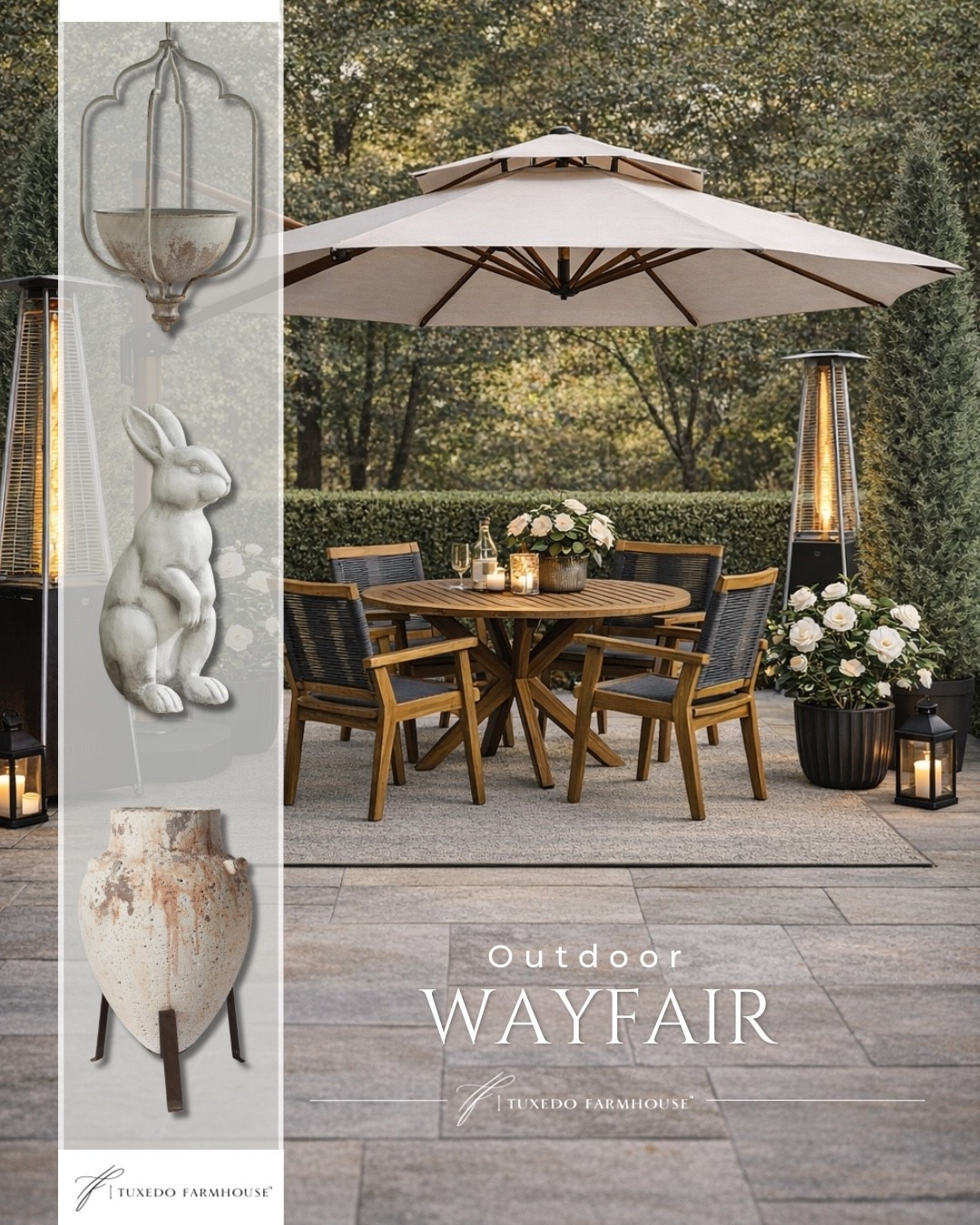 Wayfair - Outdoor

Elevate your outdoor living with timeless elegance — this refined patio retreat pairs warm acacia wood dining with lush camellia accents, sculpted evergreens, and ambient heating beneath a graceful cantilever umbrella for effortless, all-season entertaining.

Seasonal, home decor, outdoor, patio, porch, heating, umbrella, dining,  

 #LTKSeasonal #LTKHome #LTKSaleAlert