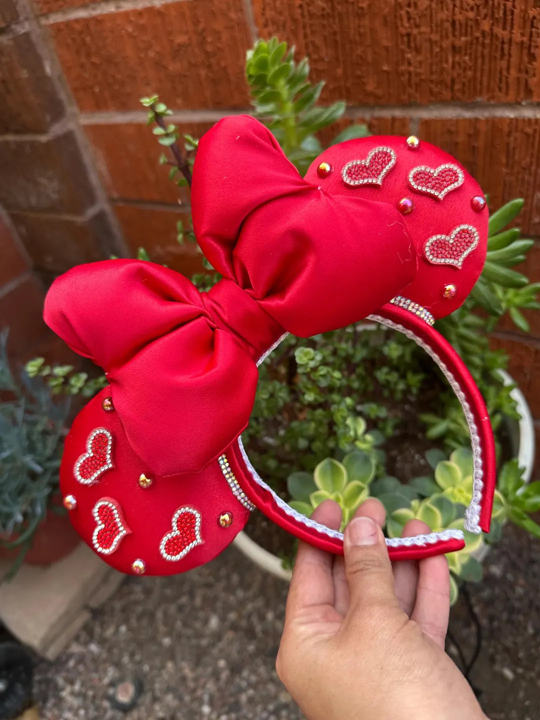 Red Hearts Valentines Minnie Ears - Etsy | Etsy (US)