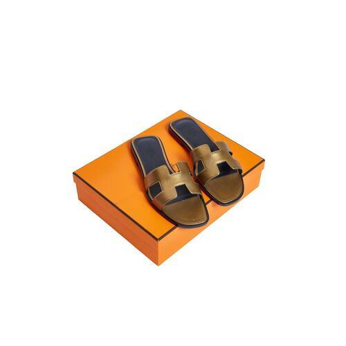 Hermès Oran Black And Gold Sandles - Vintage Lux | One Kings Lane
