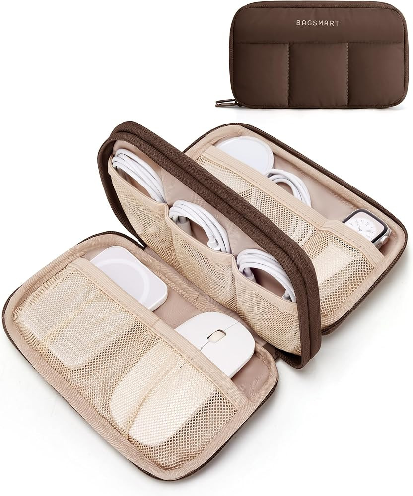 BAGSMART Electronics Organizer Travel Case, Cord Storage for Chargers Cables Phones, Compact Tech... | Amazon (US)