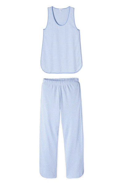 Pima Tank-Long Set in Hydrangea | LAKE Pajamas