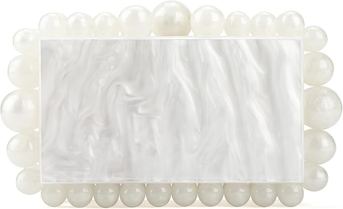 SharPlus Acrylic Marble Clutch Purse Handbag for Women, Handmade Beaded Pearl Evening Bag for Pro... | Amazon (US)