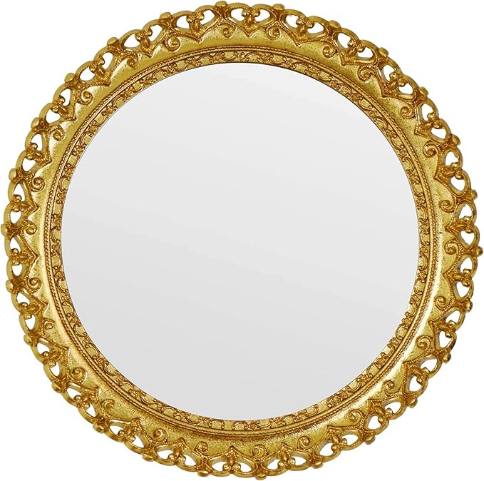Funerom 11.8 inch Round Gold Mirror Antique Mirror with Heart-Shaped Edge Decoration Gold Mirror ... | Amazon (US)