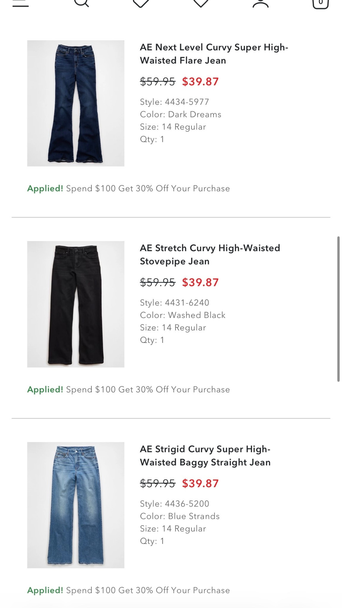 Just ordered these from @ae in a major sale! Had to share forward! I always go for their CURVE denim with my hourglass figure so I don’t get that waist gap!
Ordered size 14 regular 🤍
Try on coming 😉 

#LTKSaleAlert #LTKMidsize