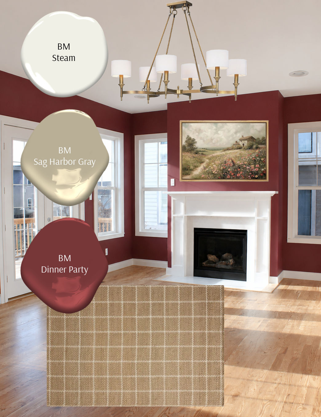 DIY living room home decorating, rug, art, light fixture and Samplize paint colors 

 #LTKHome #LTKSaleAlert