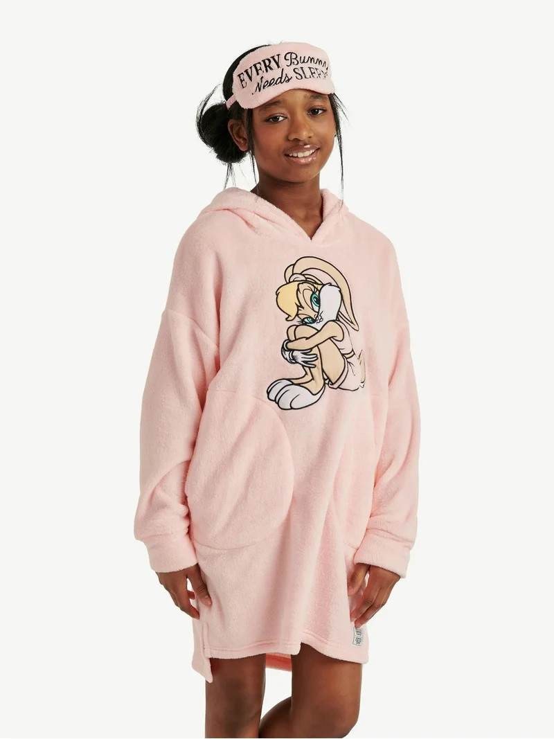 Looney Tunes X Justice Girls Long Sleeve Sleep Hoodie and Eyemask, 2-Piece, Sizes - Walmart.com | Walmart (US)