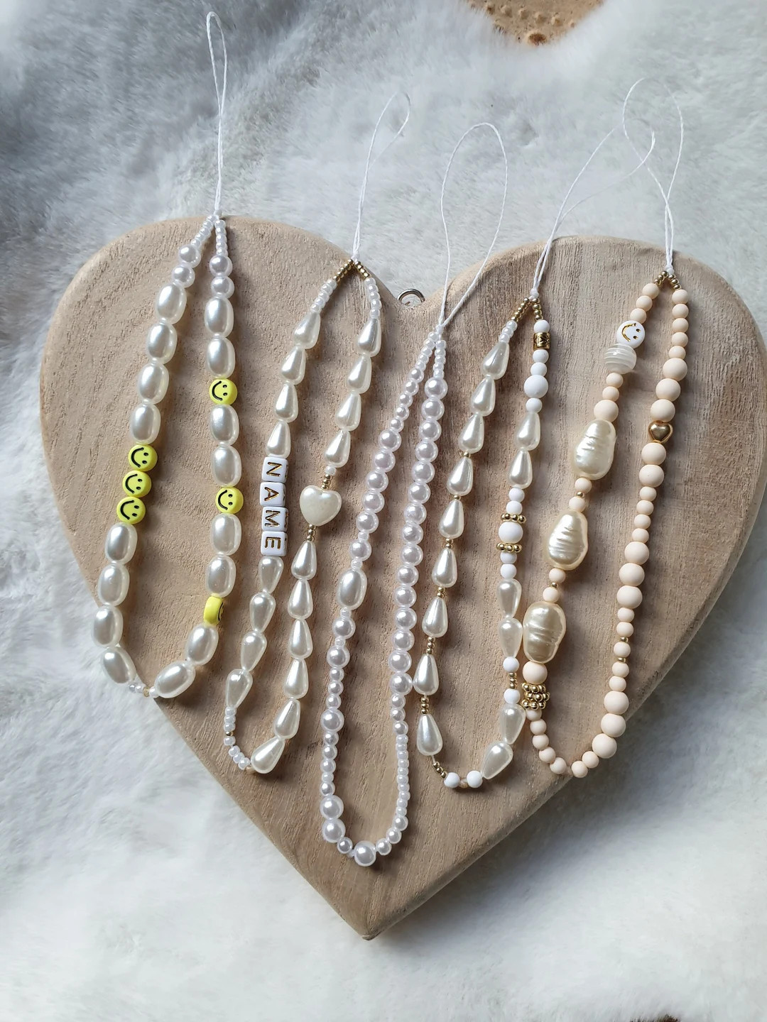 Phone charm with pearls, Custom Phone Charm, Pearly phone charm, Beaded phone charm with name gif... | Etsy (US)