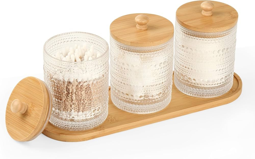 3 Pack Qtip Holder - Bathroom Organizers and Storage, Cotton Round Pad Holder Floss Pick Cotton B... | Amazon (US)