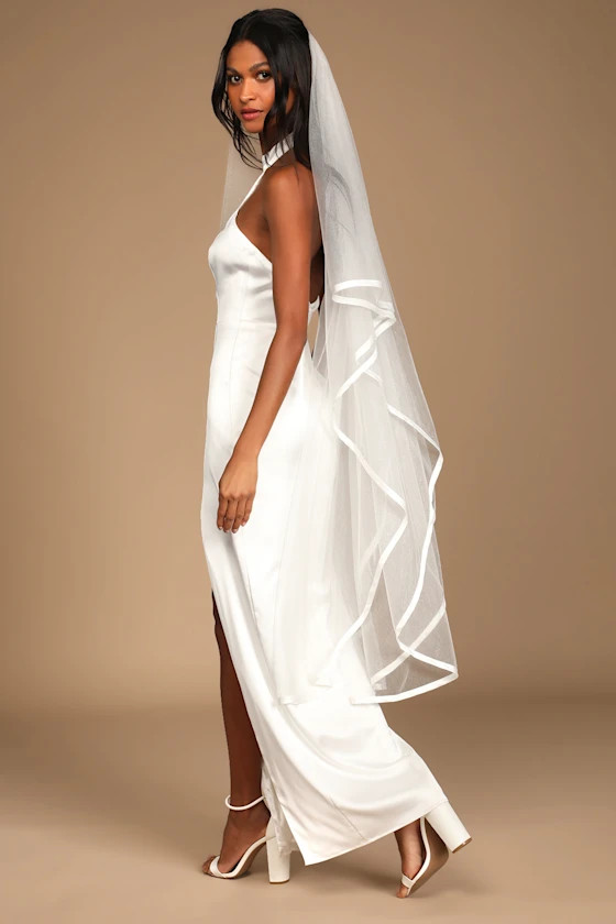 Beautiful Bride White Mesh and Satin Bridal Veil | Lulus (US)