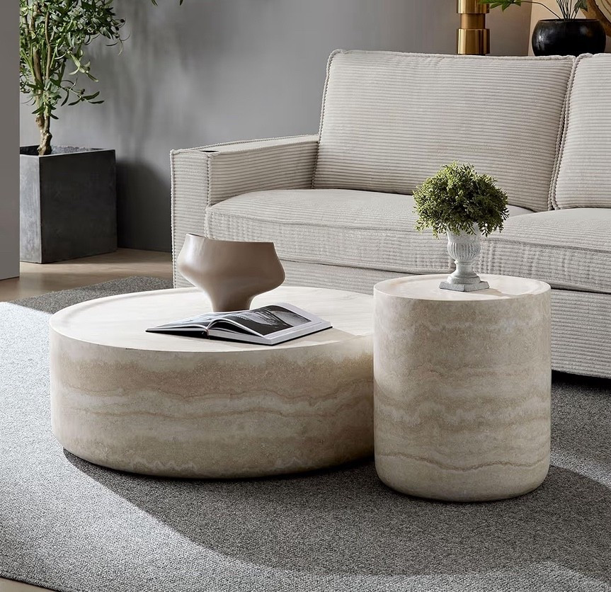 WILLIAMSPACE Round Coffee Table Set of 2, Modern Circle Drum Faux Marble Center Tables with Mars Pattern, Fiberglass Stone Tea Table Set for Living Room, No Need Assembly (35.43'' &15.74'')


#LTKHome