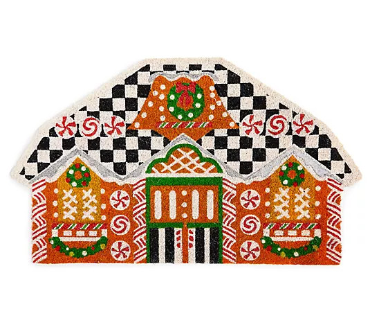 MacKenzie-Childs Gingerbread House Shaped Entrance Mat | QVC