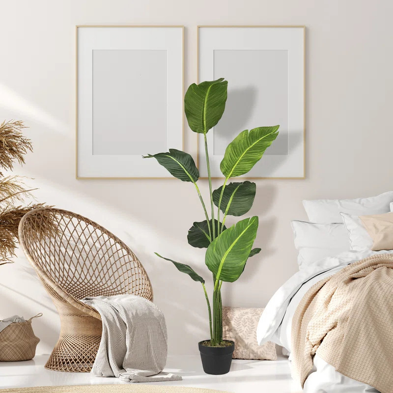 Baskett 60'' Faux Banana Leaf Tree in Pot | Wayfair North America