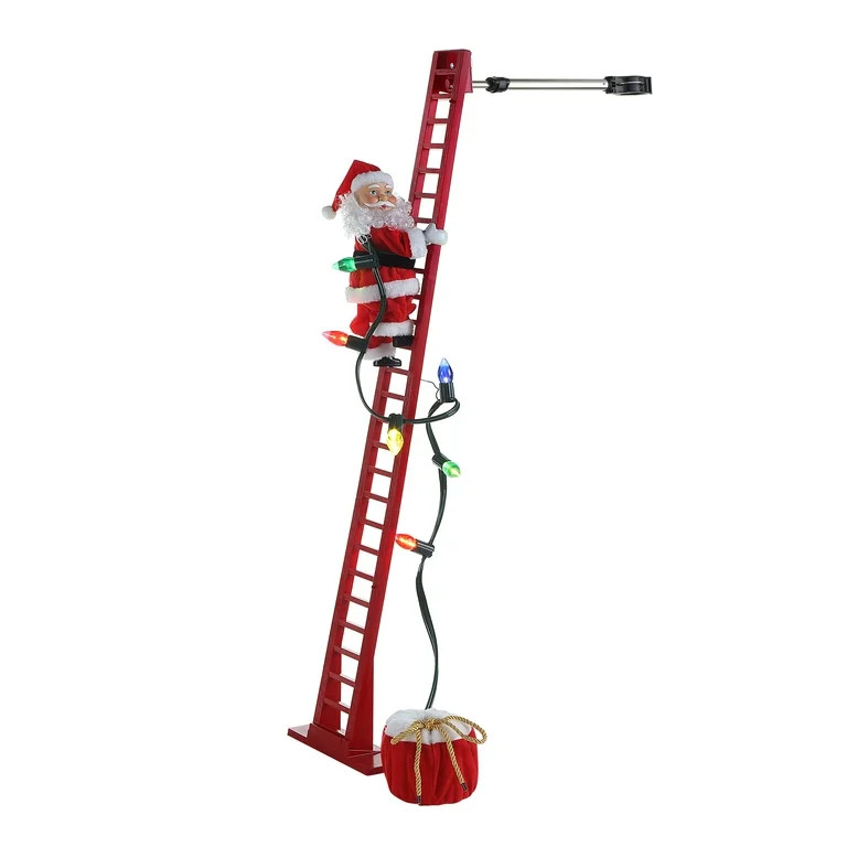 Mr. Christmas 42" Animated Super Climbing White Santa, Red Ladder | Walmart (US)