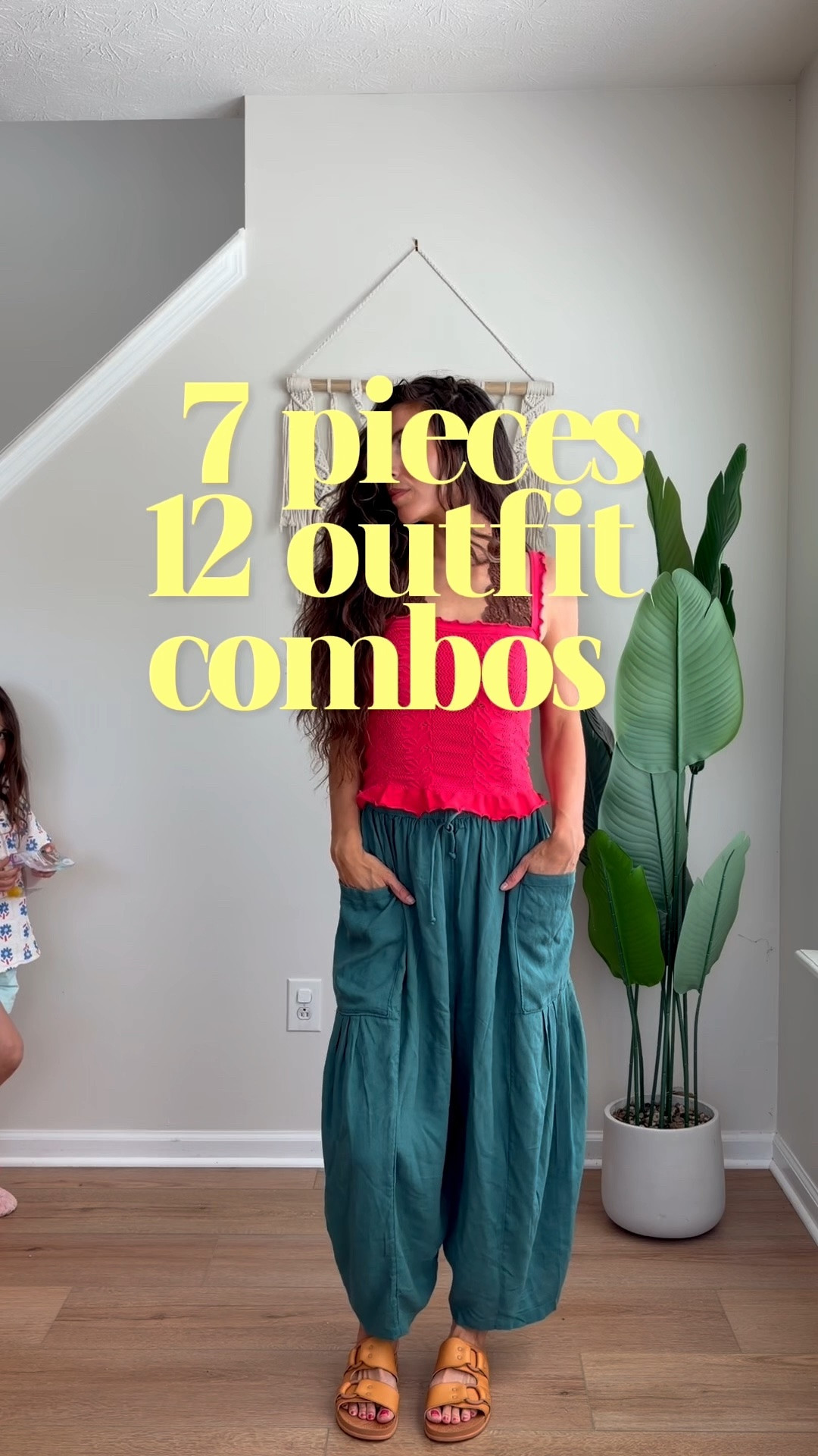 7 pieces of clothing that make 12 outfit combos. Everything is a small except the teal pants are xs. #bohofashion