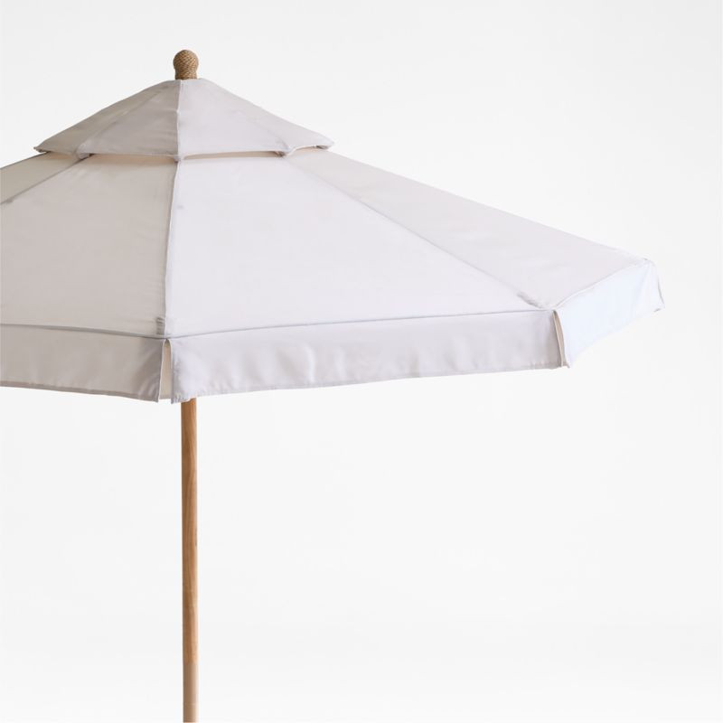 The Cobden 9' Round Teak Outdoor Umbrella by Jake Arnold + Reviews | Crate & Barrel | Crate & Barrel