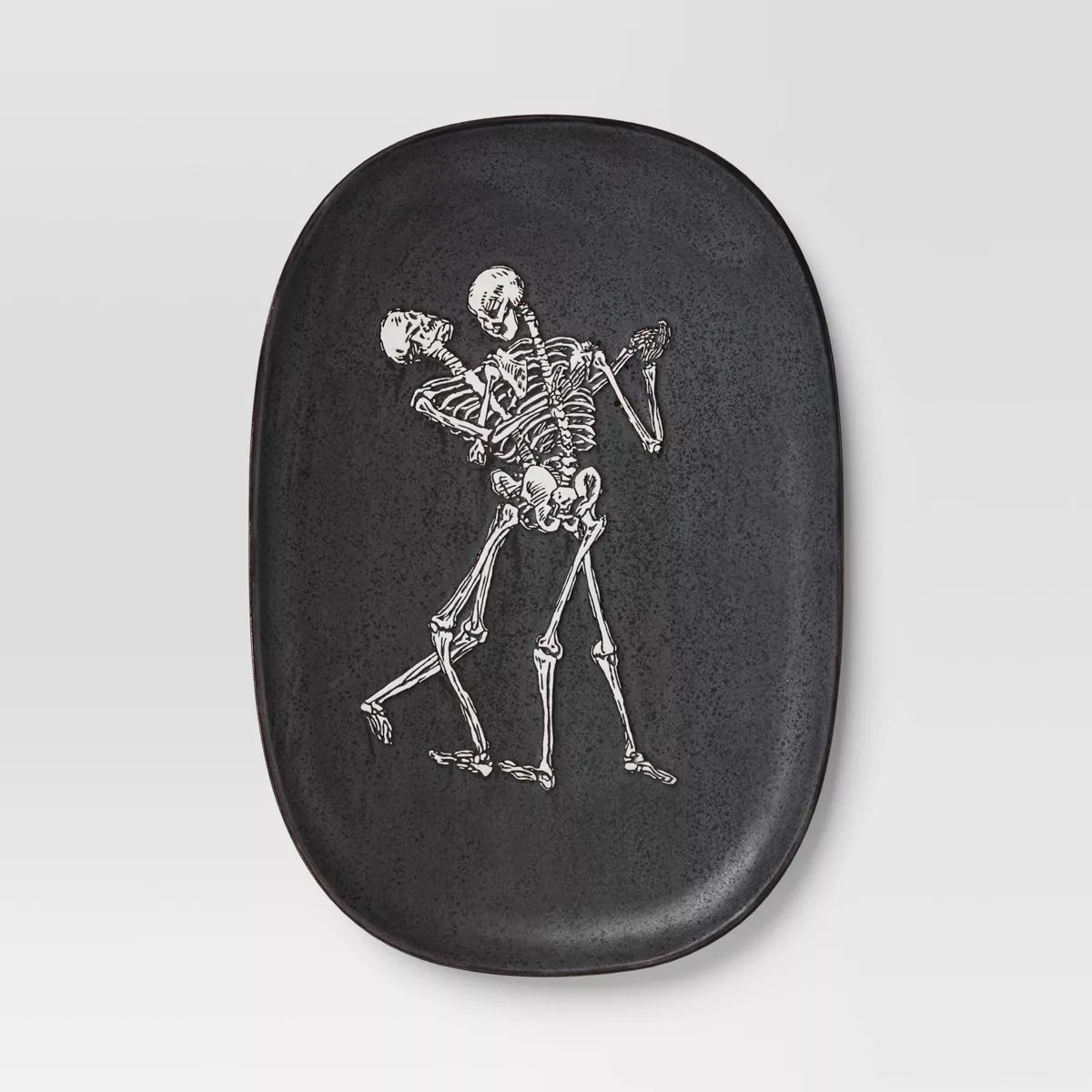 10.37"x15.12" Halloween Skeleton Stonware Serving Platter Black - Threshold™ | Target