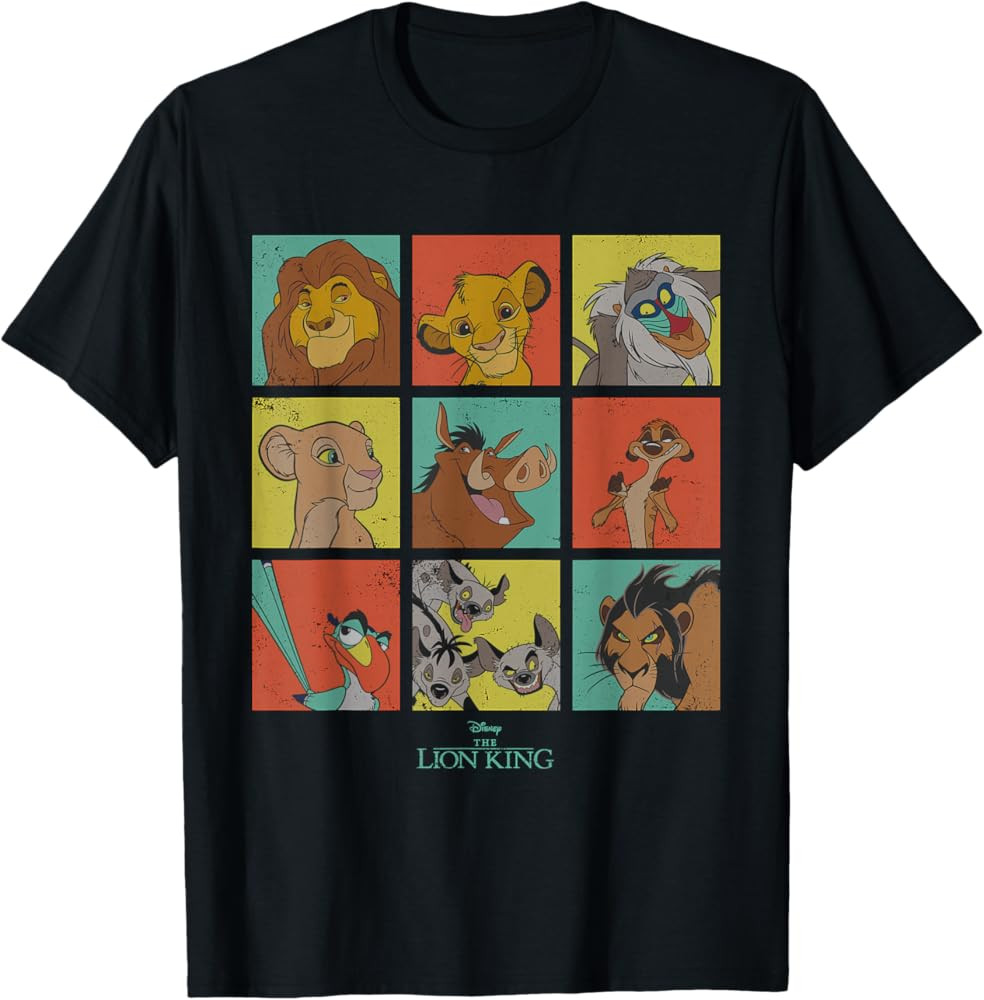 Disney The Lion King Characters 90s Grid T-Shirt | Amazon (US)
