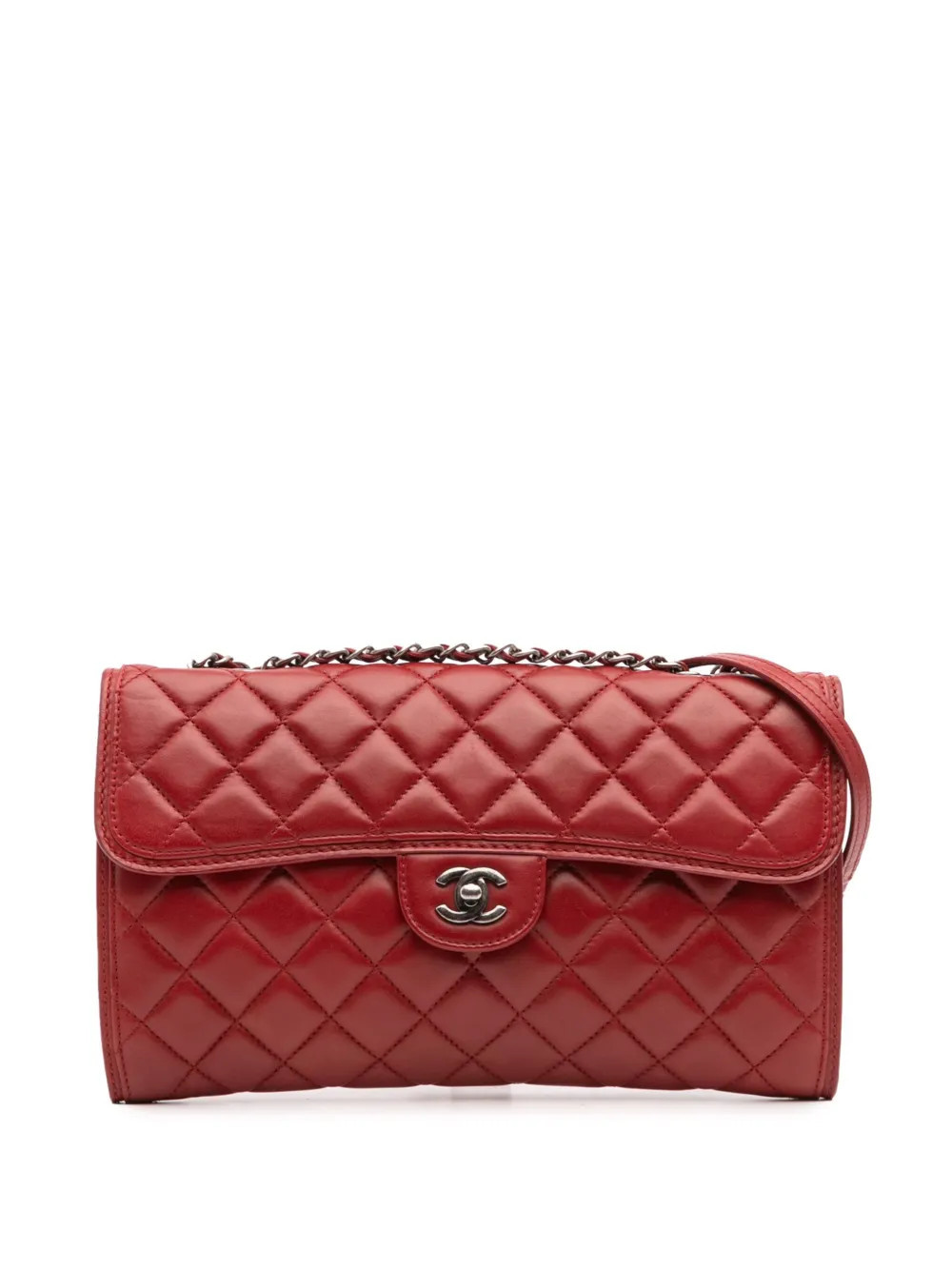 CHANEL Pre-Owned 2013-2014 Medium Quilted Lambskin Citizen Flap satchel - Red | Farfetch Global