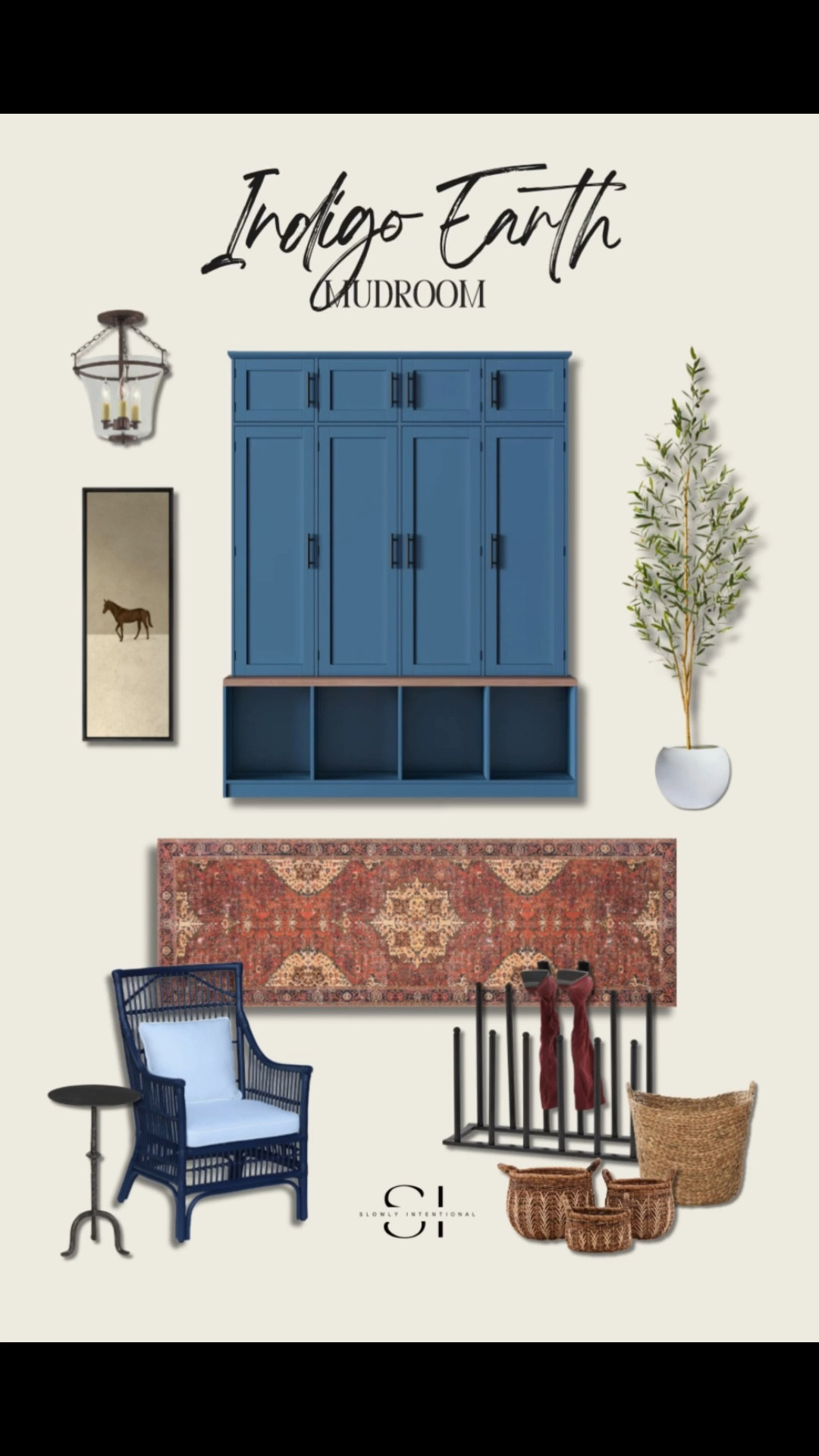 Grab these stunning blue mudroom lockers to finally fix your messy entryway for good! This exact moodboard features a gorgeous wood bench and a vintage-style runner rug that gives you that high-end designer look without the custom price tag. I am obsessed with how these woven baskets and the tall olive tree add such a cozy, organic modern feel to the space! Wayfair finds, home organization, rattan, Amazon finds

#LTKHome #LTKmomlife