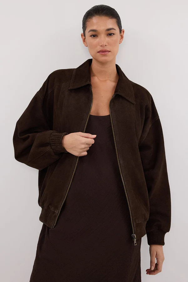 DALTON BITTER CHOC SUEDE BOMBER | DISSH