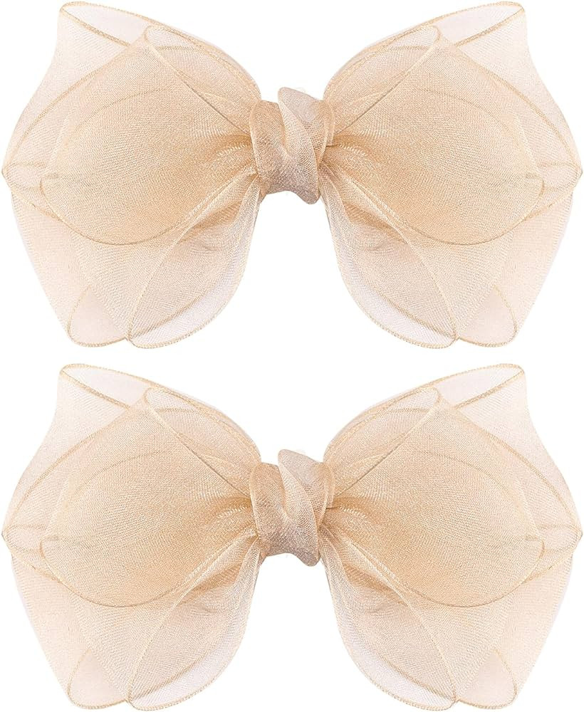 5.5-Inch Organza Double Hair Bows Alligator Clips Hair Accessories for Girls Toddler Kids Childre... | Amazon (US)