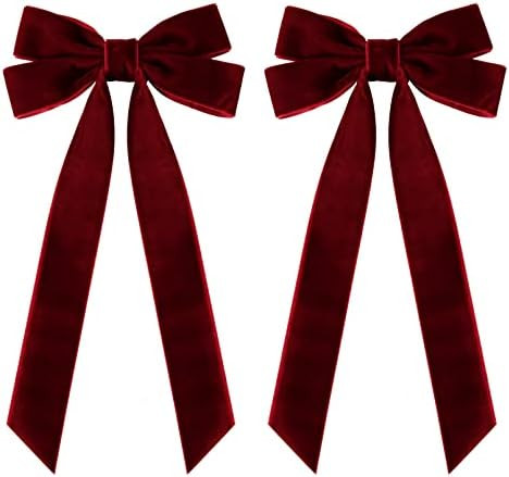 2PCS Velvet Hair Bows Red Hair Ribbon Clips Big Fall Alligator Clips Hair Accessories for Women G... | Amazon (US)