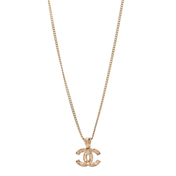 CHANEL Tweed Effect CC Necklace Gold | Fashionphile
