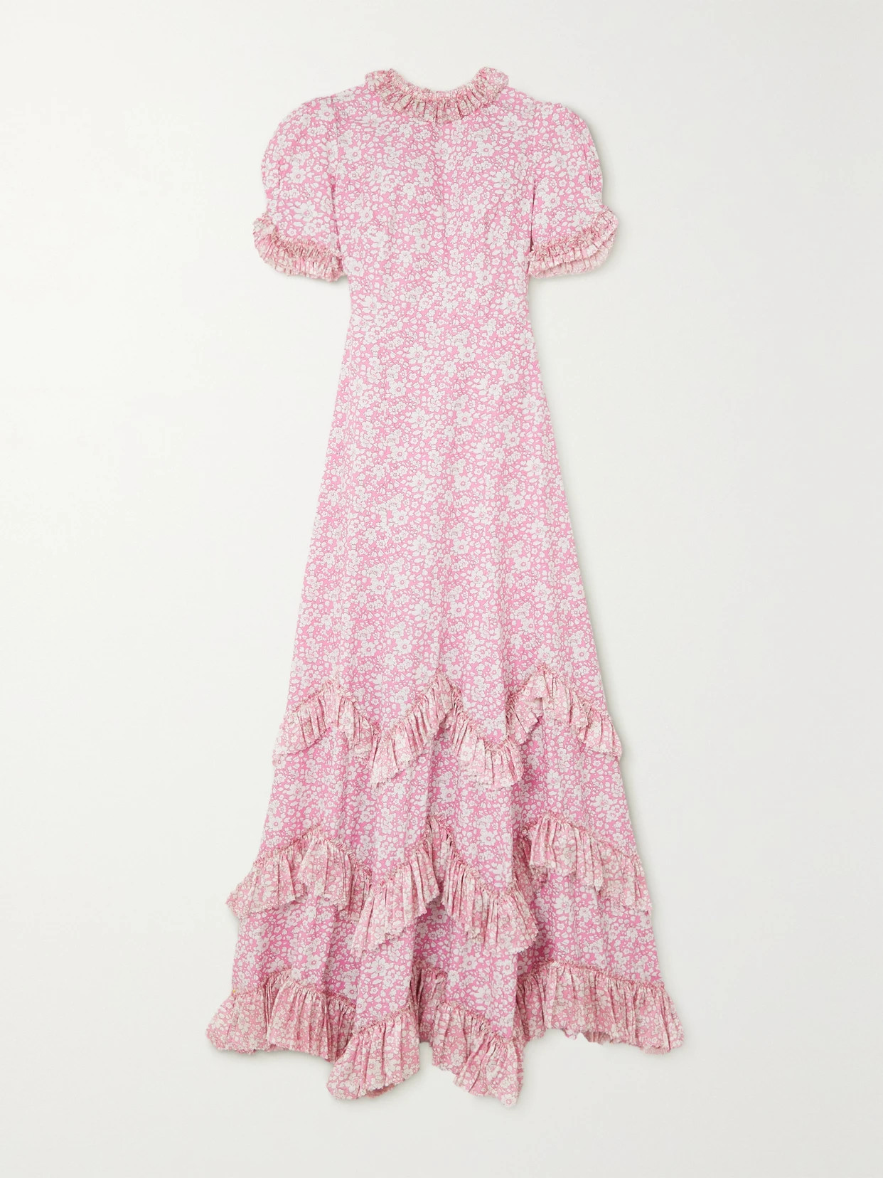 The Vampire's Wife - The Sky Rocket Tiered Floral-print Silk-trimmed Cotton Maxi Dress - Pink | NET-A-PORTER (US)