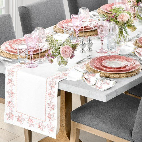 English Floral Table Runner, Pink | Williams-Sonoma