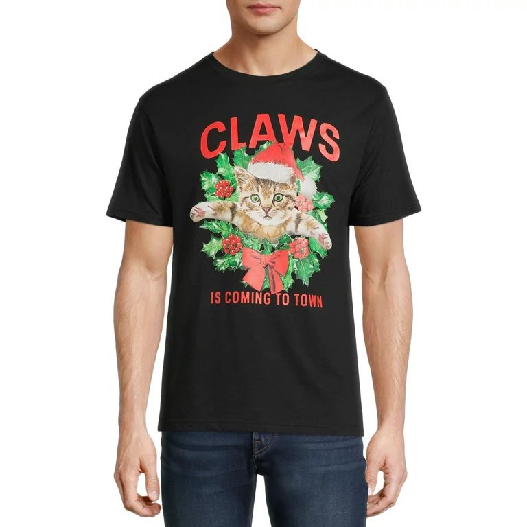 Men's Claws Cat Christmas T-Shirt | Walmart (US)