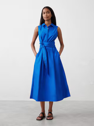 Poplin Cross-Waist Midi Dress | Banana Republic Factory