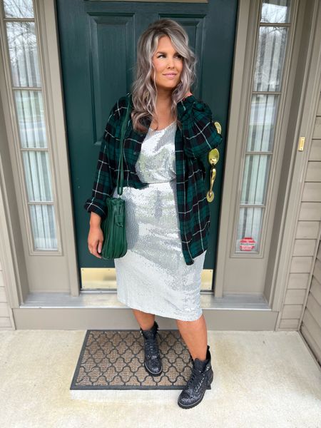 ✨SIZING•PRODUCT INFO✨
⏺ Green and Black Flannel Shirt •• Men’s XL Tall
⏺ Silver Sequin Pencil Skirt •• L •• Sized down •• also linked similar from Amazon
⏺ Silver Sequin Tank •• L •• TTS •• also linked similar from Amazon
⏺ Green Crossbody •• linked similar 
⏺ Black Sparkle Combat Boots •• size down 1/2  
⏺ Shapewear •• XL •• TTS 

📍Say hi on YouTube•Tiktok•Instagram ✨”Jen the Realfluencer | Decent at Style”

👋🏼 Thanks for stopping by, I’m excited we get to shop together!

🛍 🛒 HAPPY SHOPPING! 🤩

#walmart #walmartfinds #walmartfind #walmartfall #founditatwalmart #walmart style #walmartfashion #walmartoutfit #walmartlook  #skirt #skirtoutfit #skirtoutfitinspo #skirtoutfitinspiration #skirtlook #skirtstyle #skirtfashion #skirtworkwear #skirtprofessional #skirtoffice #edgy #style #fashion #edgystyle #edgyfashion #edgylook #edgyoutfit #edgyoutfitinspo #edgyoutfitinspiration #edgystylelook  

#under10 #under20 #under30 #under40 #under50 #under60 #under75 #under100 #affordable #budget #inexpensive #budgetfashion #affordablefashion #budgetstyle #affordablestyle #curvy #midsize #size14 #size16 #size12 #curve #curves #withcurves #medium #large #extralarge #xl 


#LTKSeasonal #LTKunder50 #LTKHoliday