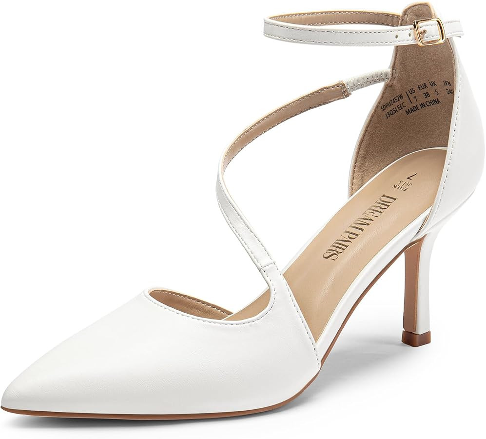 DREAM PAIRS Women's High Heels Strappy Pumps Closed Pointed Toe Stiletto Ankle Strap Party Dress ... | Amazon (US)